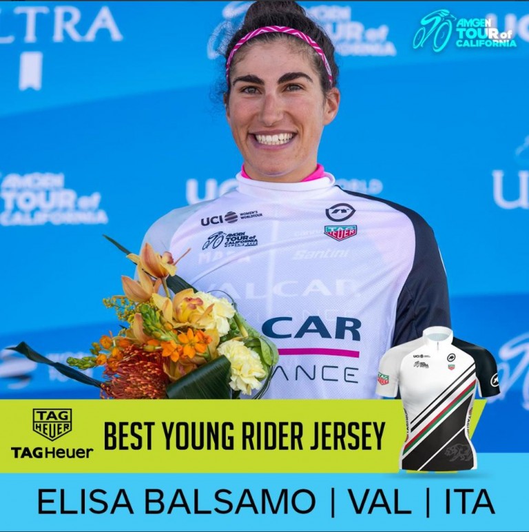 CALIFORNIA: BALSAMO WEAR THE YOUNG WHITE JERSEY AND SHE IS OVER THE SUCCESS IN VENTURA.